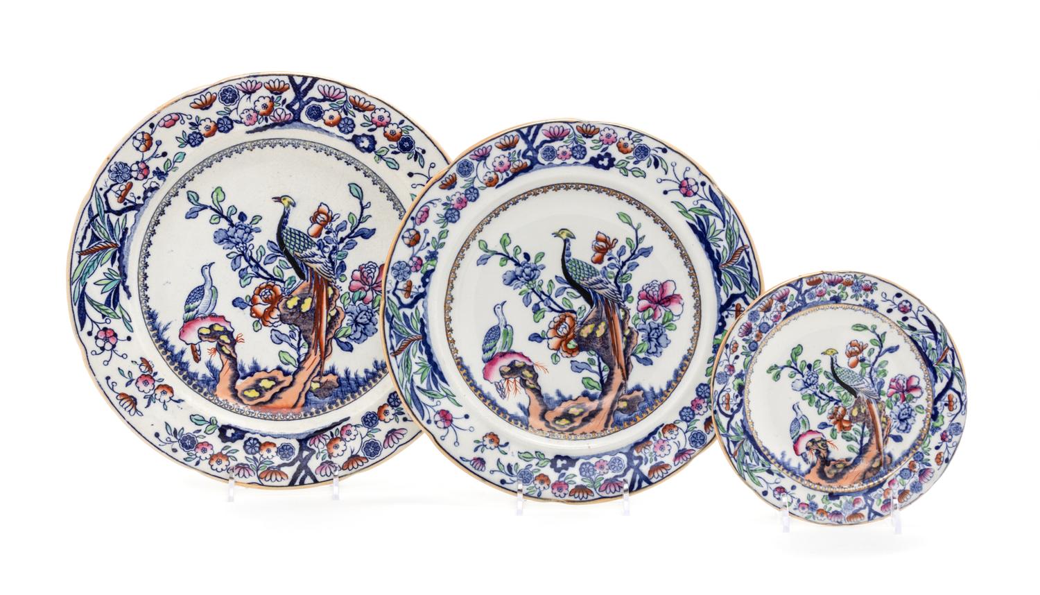 A Mason's Ironstone Partial Dinner Service Width of platter 18 3/4 inches.