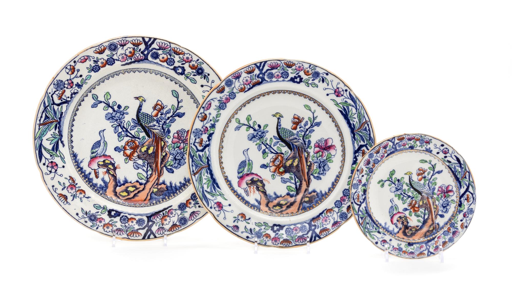 A Mason's Ironstone Partial Dinner Service Width of platter 18 3/4 inches.