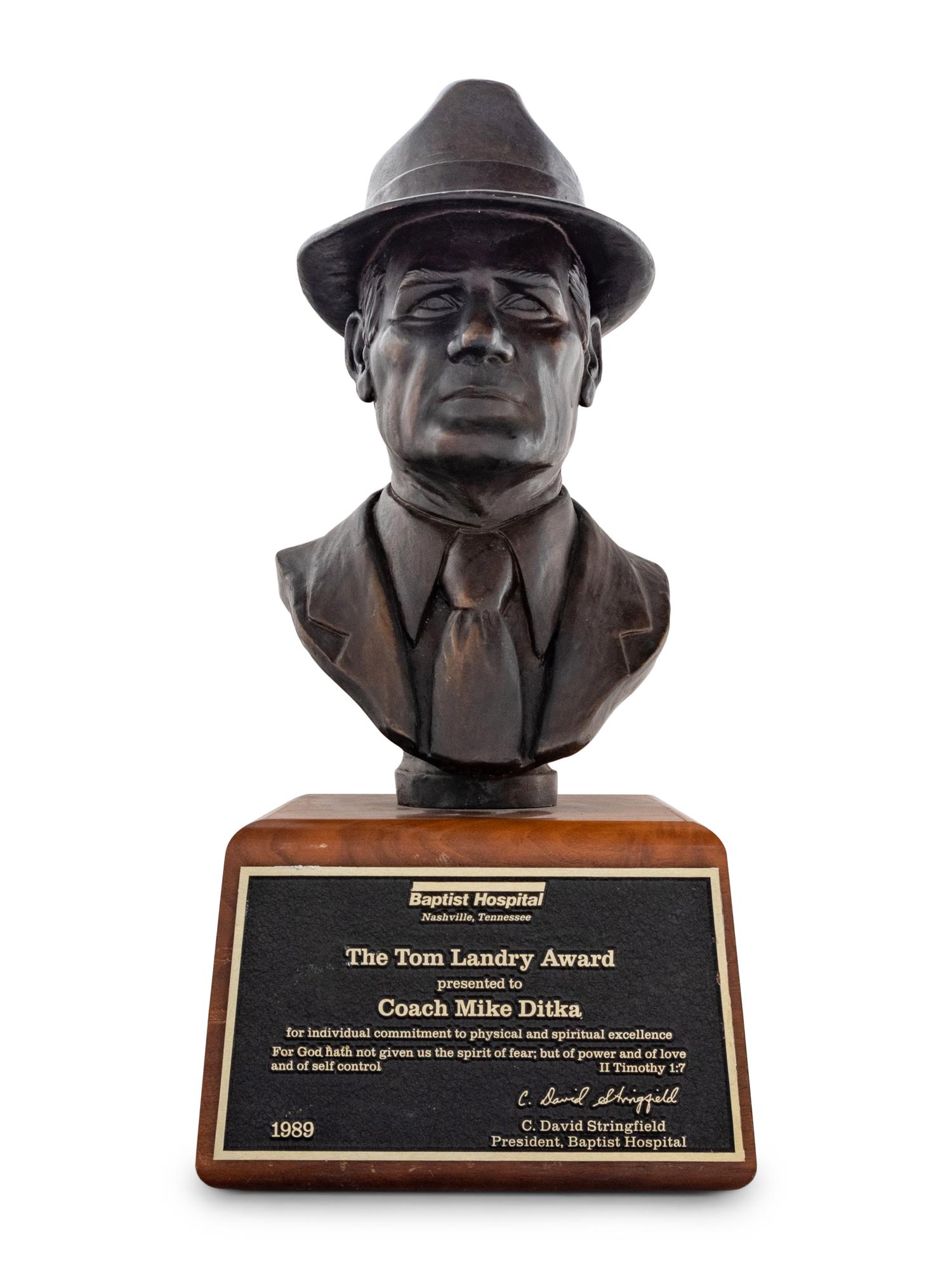 A 1989 Baptist Hospital of Nashville Tom Landry Award Present to Mike Ditka Formerly Displayed at Mike Ditka's Restaurant
