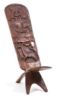 An African Carved Wood Folding Seat Height 38 inches. — MID TO LATE 20TH CENTURY