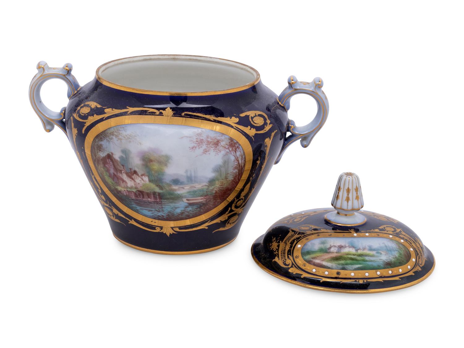 A Sèvres Style Painted, Parcel-Gilt and "Jeweled" Porcelain Covered Jar