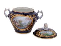 A Sèvres Style Painted, Parcel-Gilt and "Jeweled" Porcelain Covered Jar