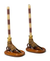 A Pair of Taxidermy Hoof Candlesticks
