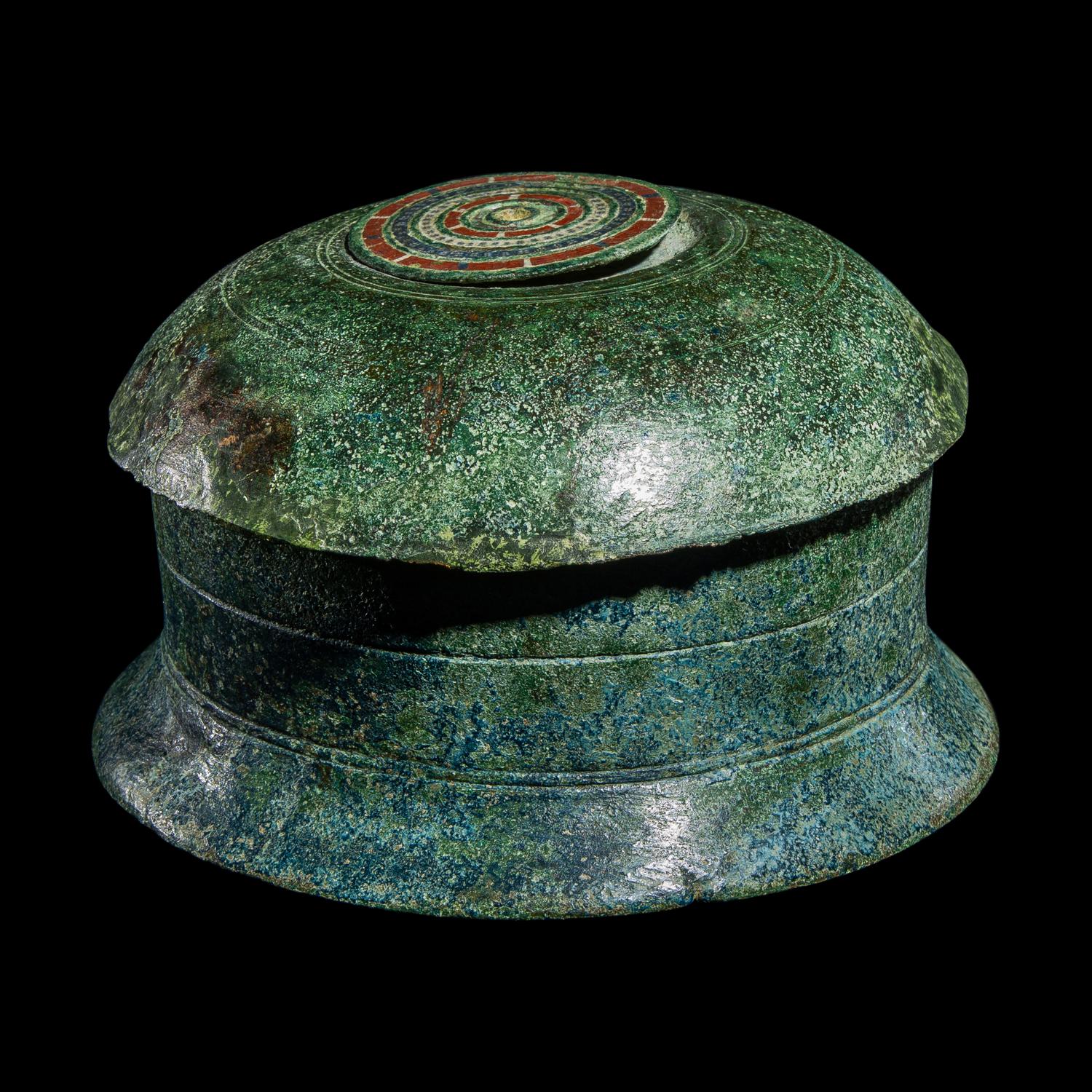 A Roman Bronze Lidded Pyxis