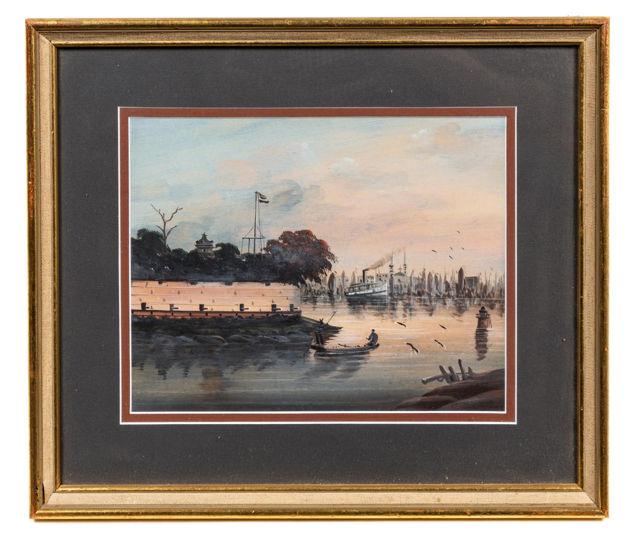 Two Chinese Export Watercolor Paintings on Paper 7 1/2 x 9 1/2 inches (visible). — EARLY 20TH CENTURY