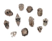 Navajo and Zuni Silver Rings, with an Assortment of Inlay