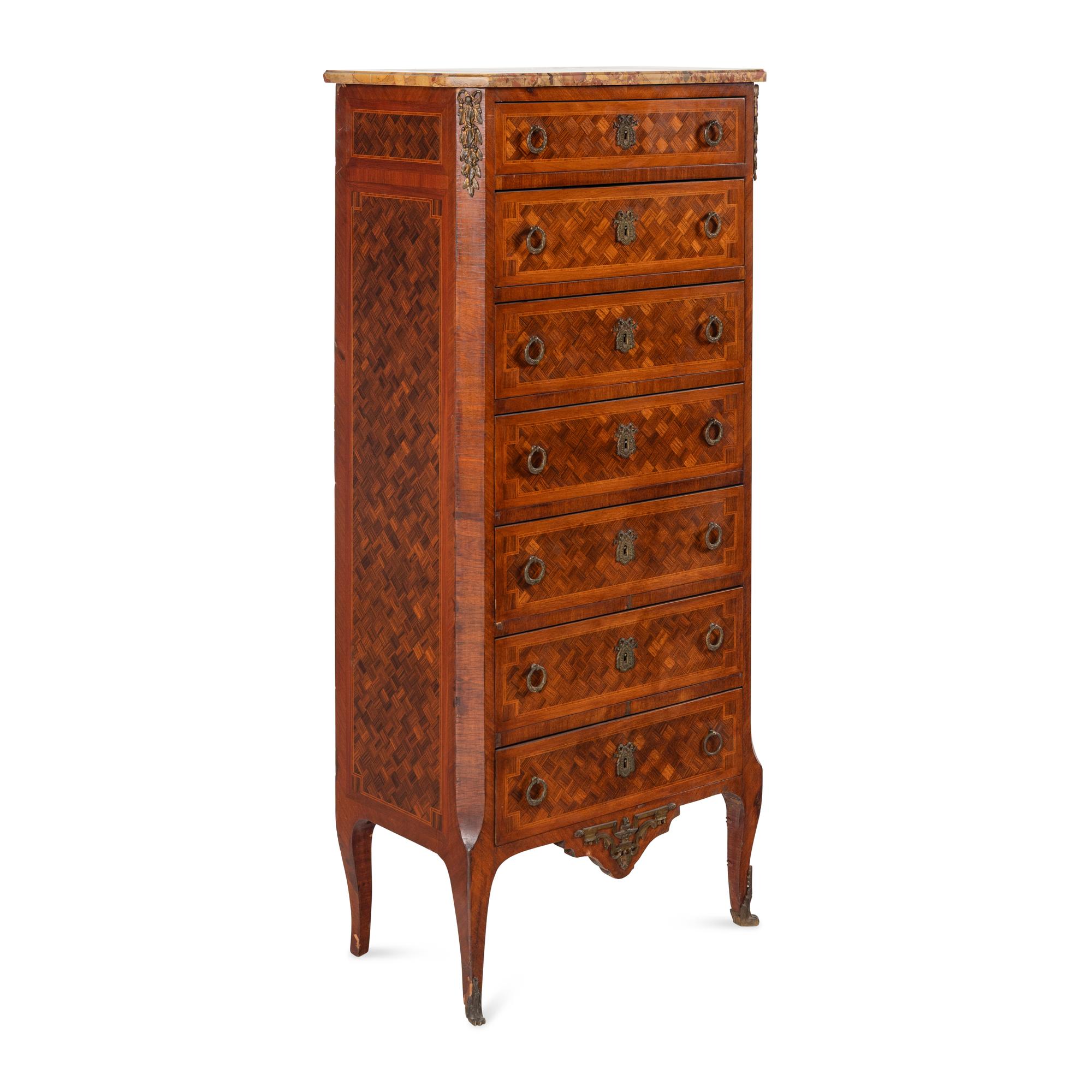 A Louis XV/XVI Transitional Style Parquetry Inlaid Semainier