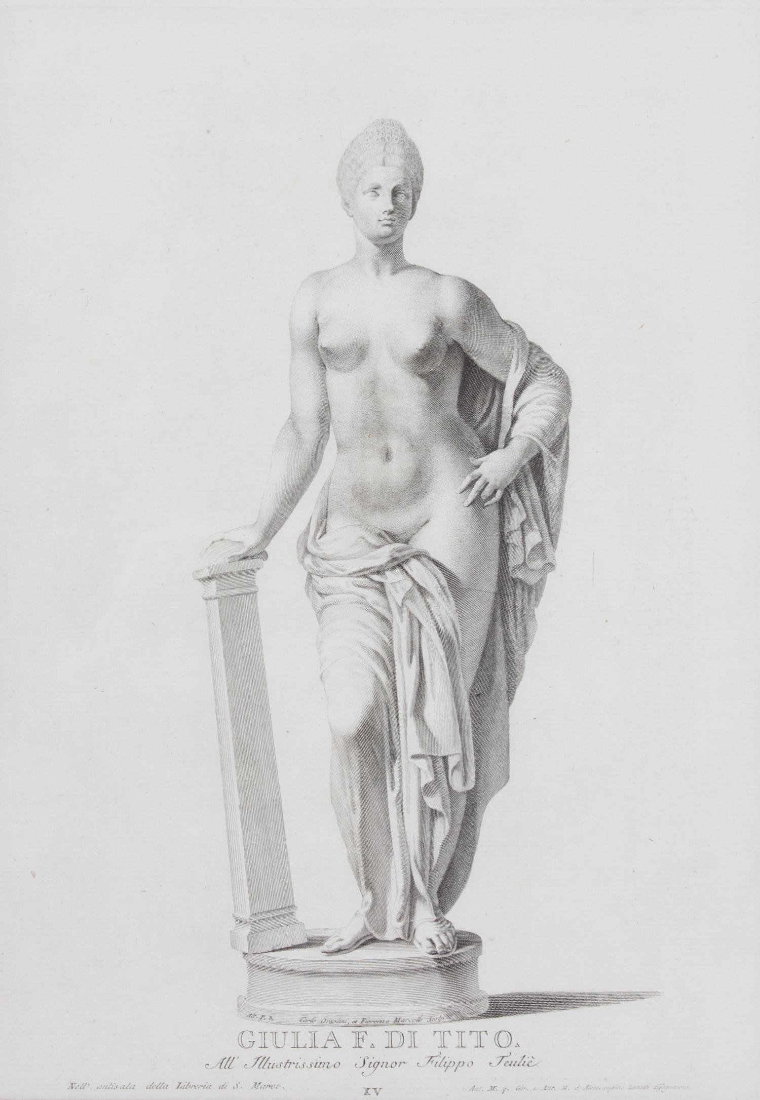 A Group of Four Zanetti Greek Statue Engravings Image area 16 x 11 1/2 inches. — 19TH CENTURY