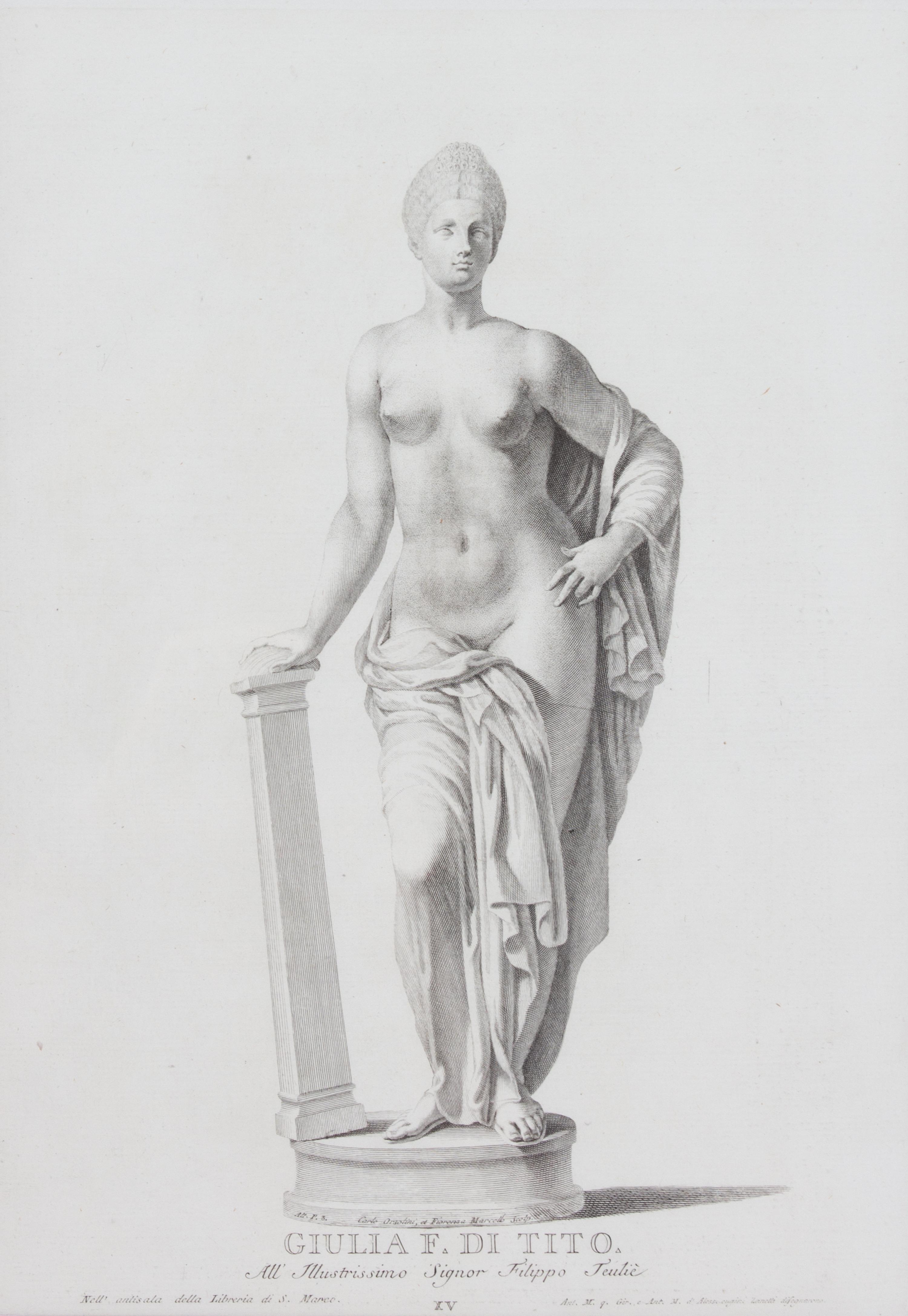A Group of Four Zanetti Greek Statue Engravings Image area 16 x 11 1/2 inches. — 19TH CENTURY