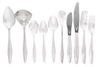 An American Silver Flatware Service for Twelve, Reed and Barton, Taunton, MA, designed by Gio Ponti (Italian, 1891-1979) Diamond patter