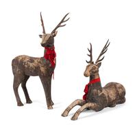 A Pair of Southeast Asian Carved Teak Deer Figures