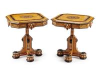 A Pair of Iberian Mother-of-Pearl and Bone Inlaid Octagonal Tables