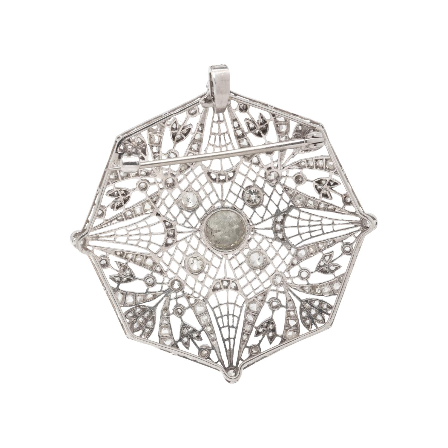 EDWARDIAN, PLATINUM AND DIAMOND BROOCH/PENDANT