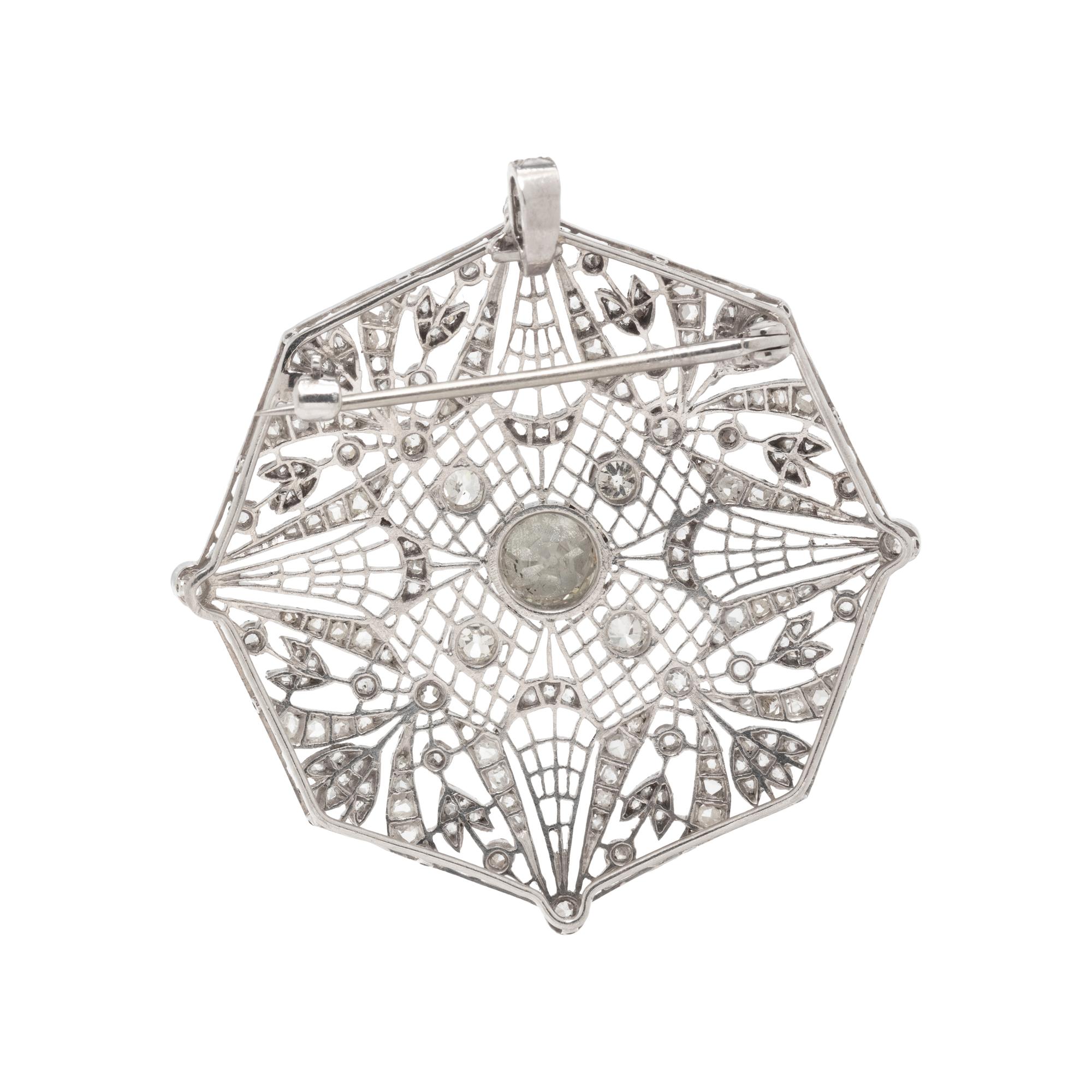 EDWARDIAN, PLATINUM AND DIAMOND BROOCH/PENDANT