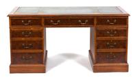 A George III Style Mahogany Double Pedestal Partner's Desk Height 31 x width 62 x depth 30 inches. — 19TH CENTURY