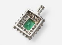 A 14K White Gold, Emerald, and Diamond Pendant, Natural Colombian Emerald, GIA Certified