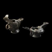 Two Roman Bronze Oil Lamps