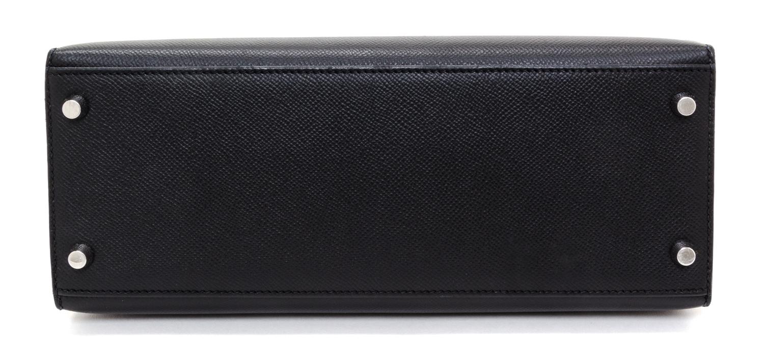 An Hermes Noir Epsom Sellier 28cm Kelly Handbag, 11" x 8.5" x 4".