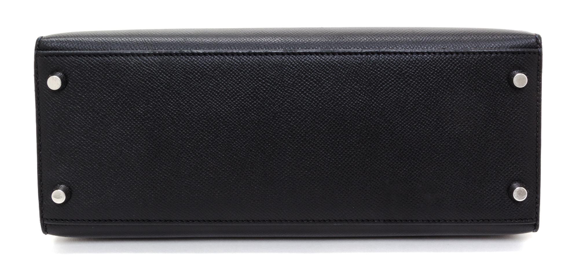 An Hermes Noir Epsom Sellier 28cm Kelly Handbag, 11" x 8.5" x 4".