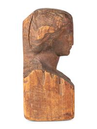 A Folk Art Carved Wood Female Head