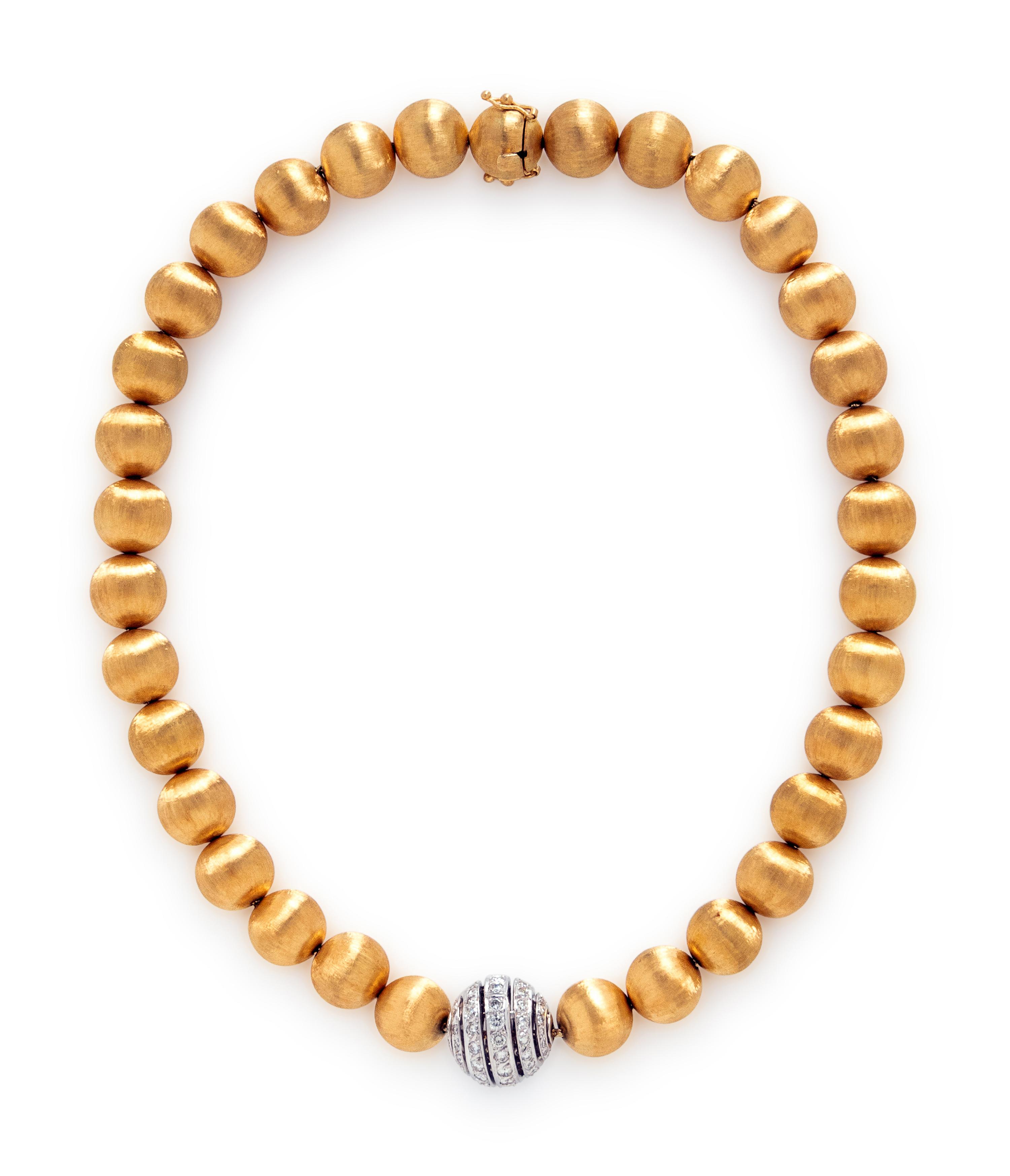 GOLD AND DIAMOND BEAD NECKLACE