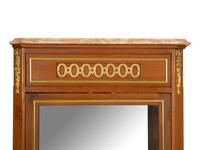 A Louis XV/XVI Transitional Style Gilt-Metal Mounted Mahogany Marble-Top Vitrine Cabinet