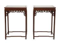 A Pair of Chinese Carved Hardwood Jardinière Stands