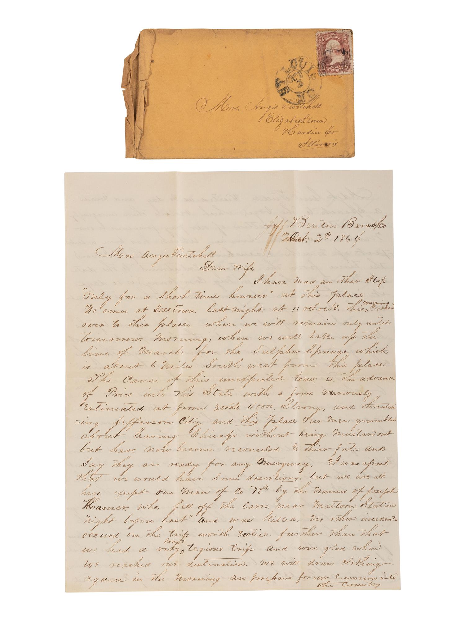 [CIVIL WAR]. Letters written from the Western Theater by Captain LaFayette Twitchell, Co. I, 136th Illinois Infantry, May-October 1864.