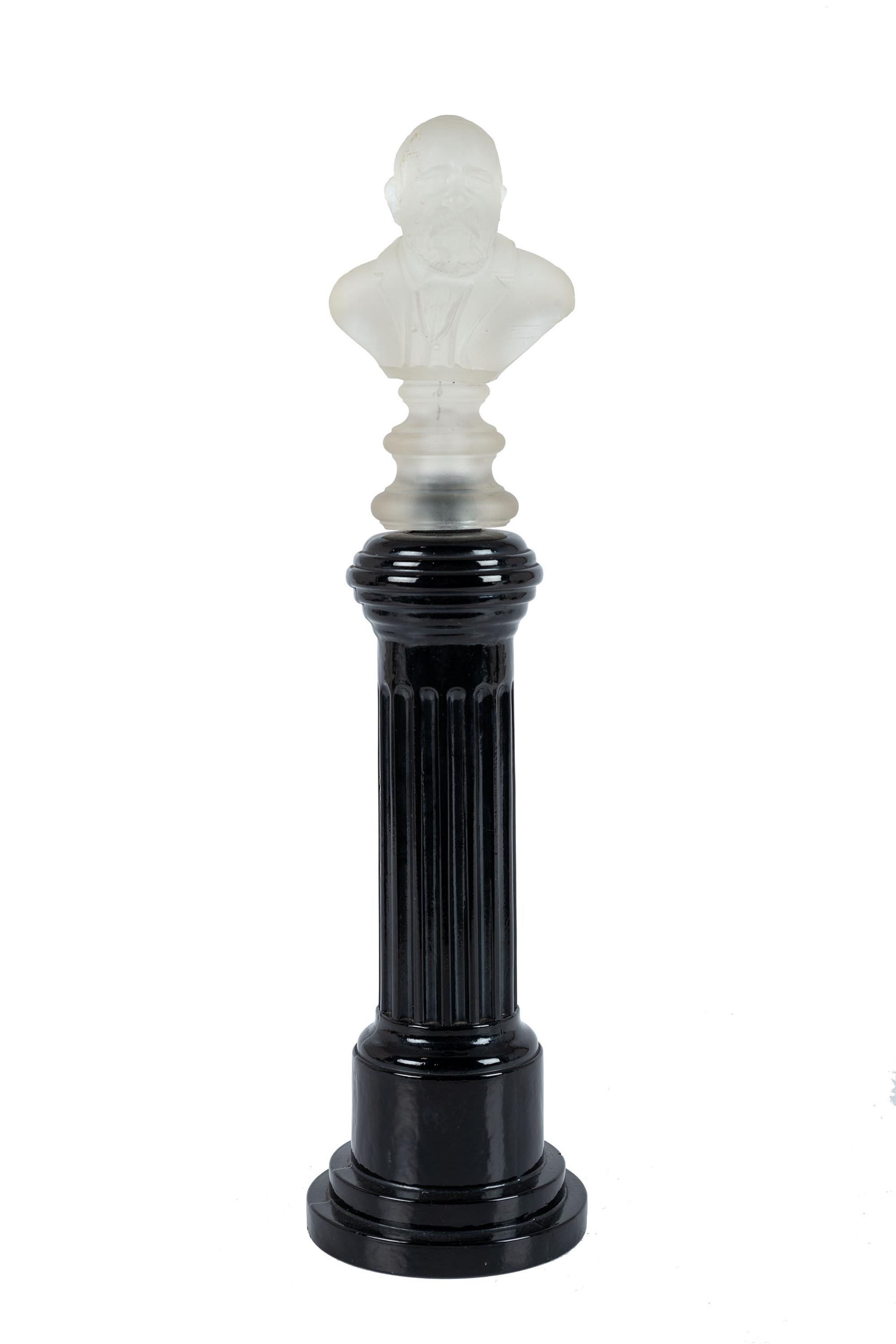 [HARRISON, Benjamin (1833-1901)]. Benjamin Harrison frosted glass bust on pedestal column.