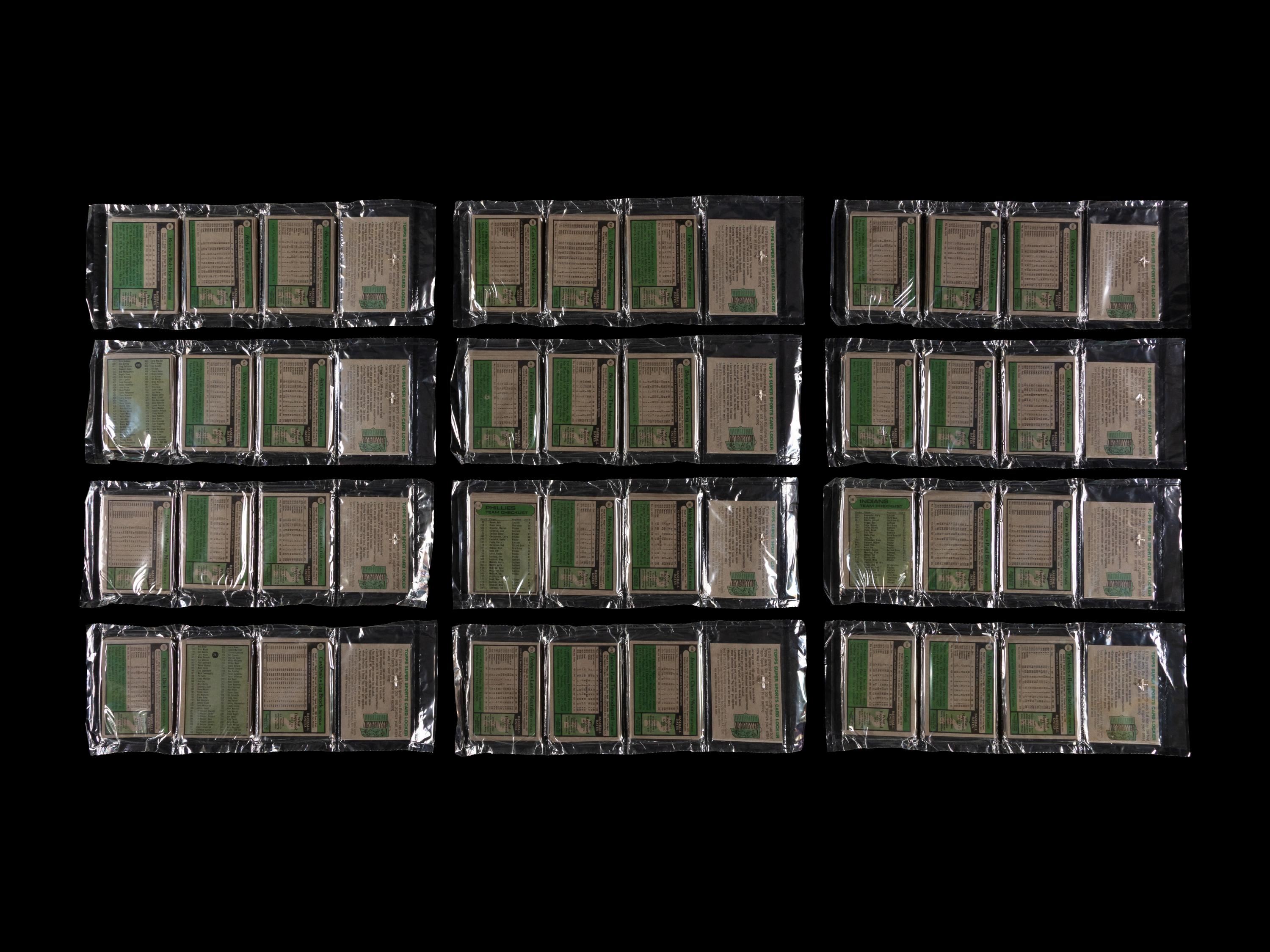 A Box of 24 Unopened 1979 Topps Baseball Card Rack Packs with Multiple Hall of Famers and Notable Visible – Possible Ozzie Smith Rookie Cards