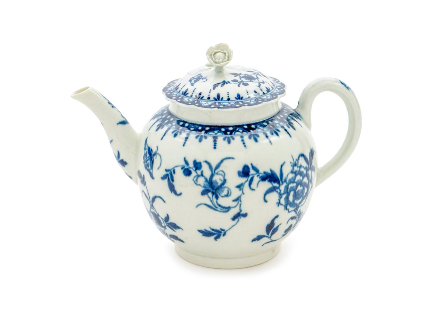 An English Blue and White Porcelain Teapot — C. 1770