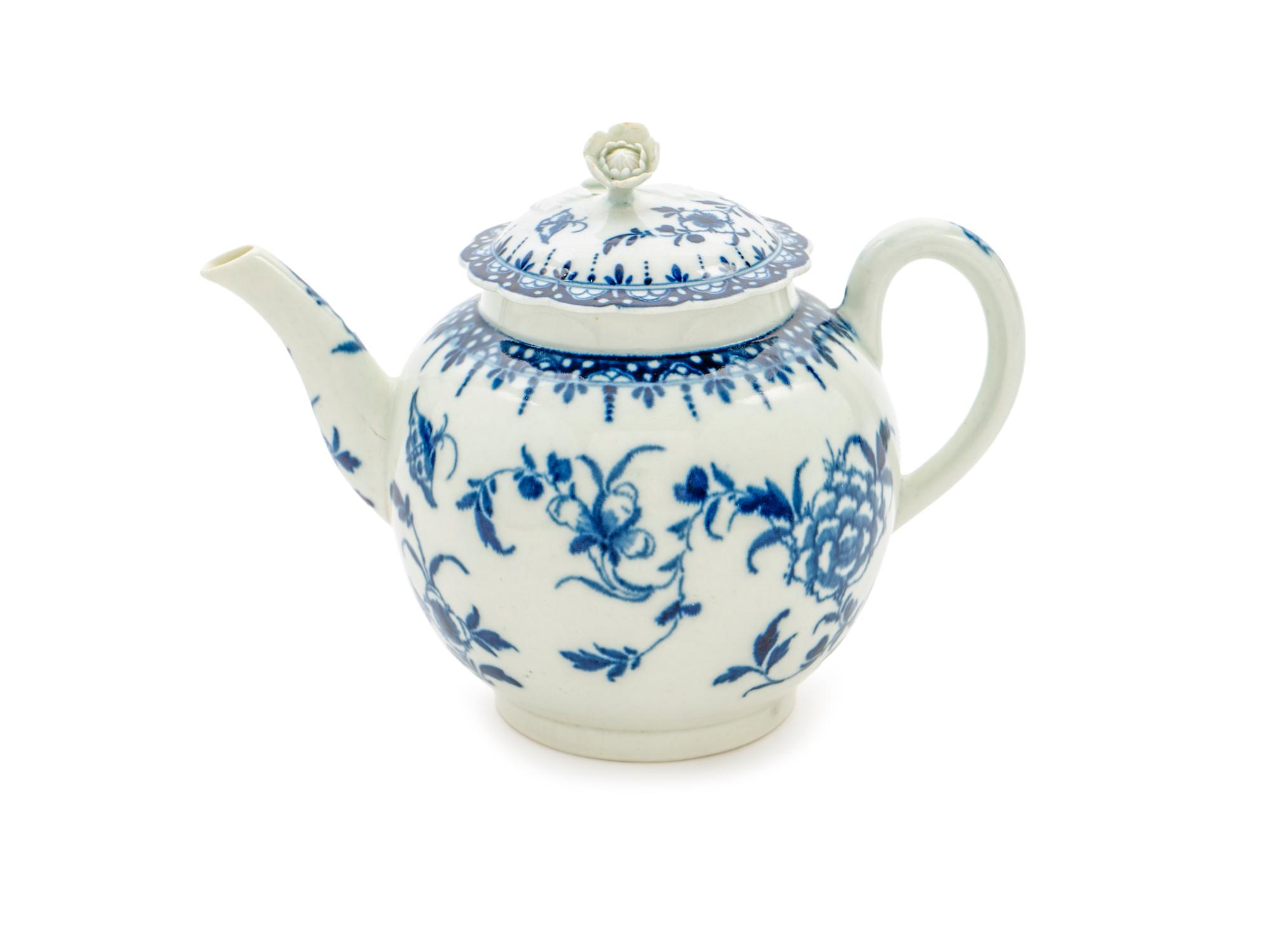 An English Blue and White Porcelain Teapot — C. 1770