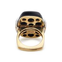 LA TRIOMPHE, BICOLOR GOLD, ONYX AND DIAMOND RING