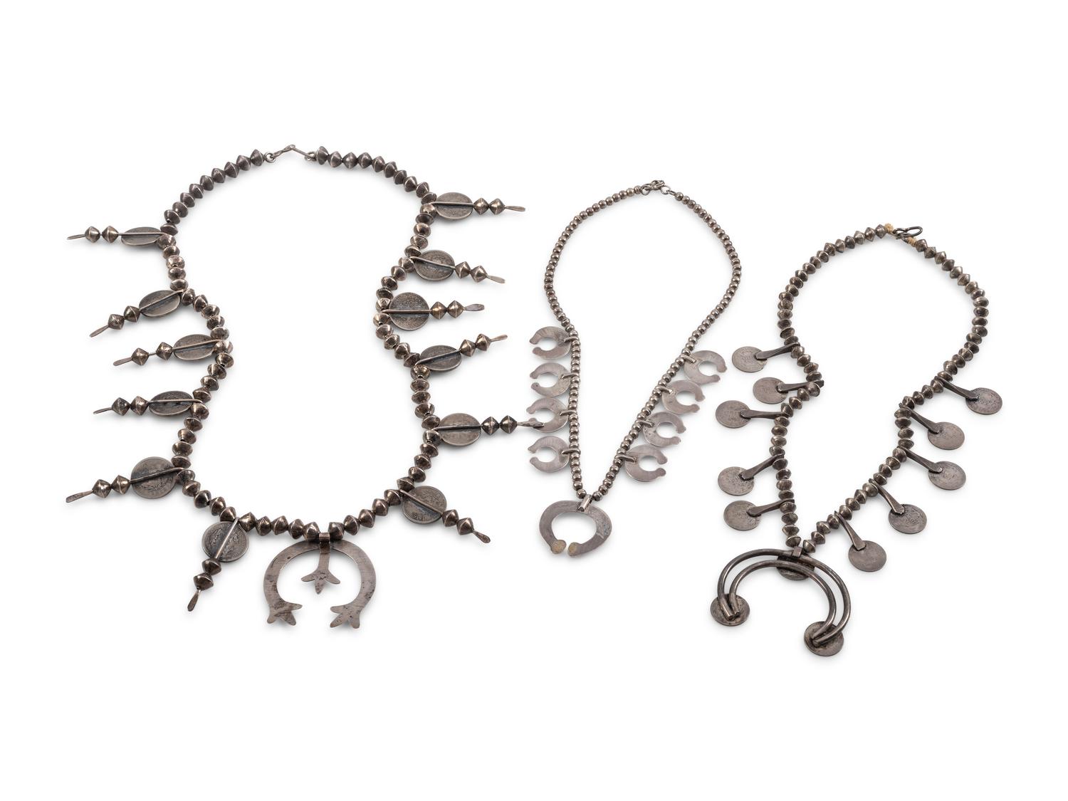 Group of Navajo Squash Blossom Necklaces
