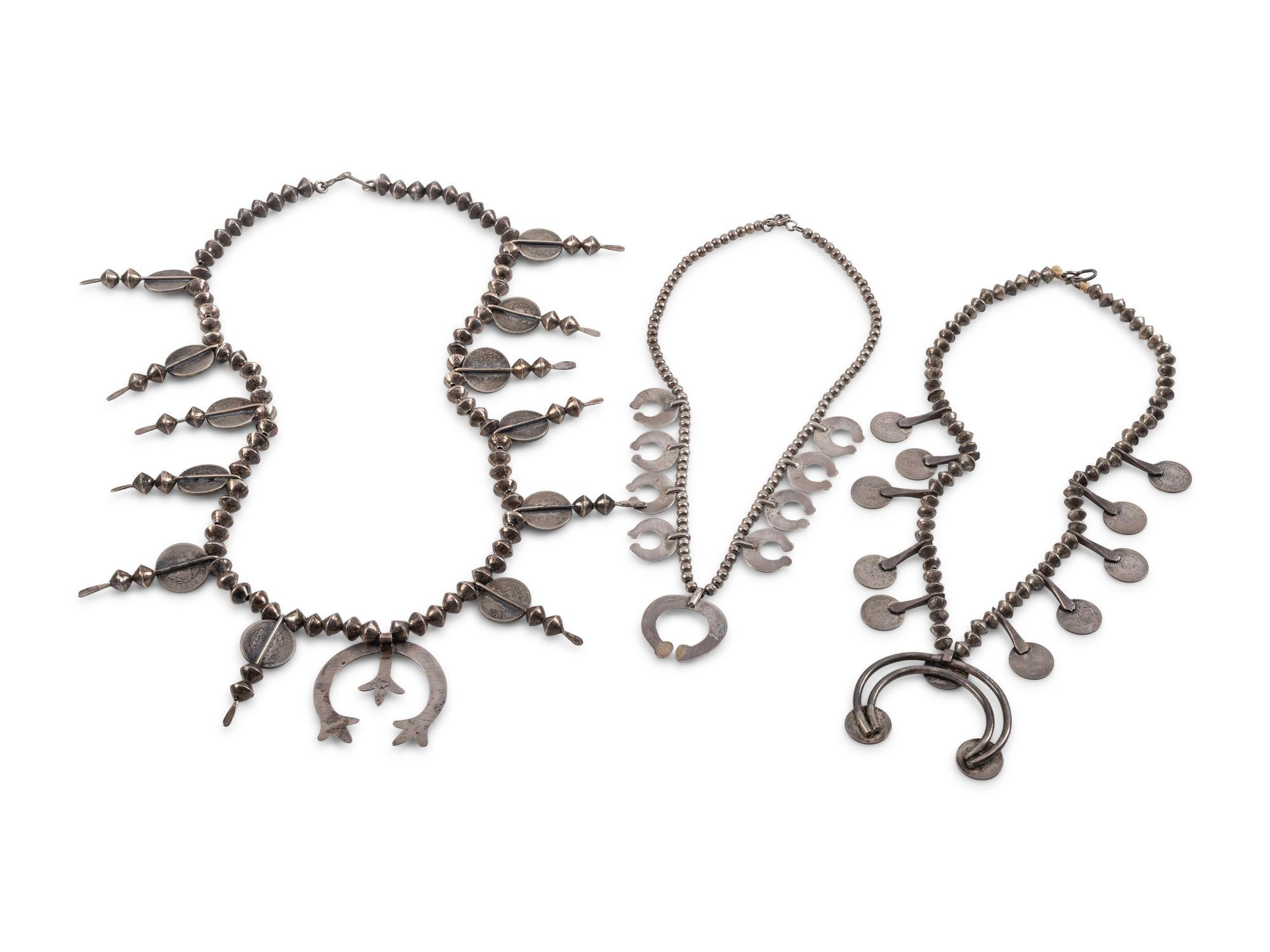Group of Navajo Squash Blossom Necklaces