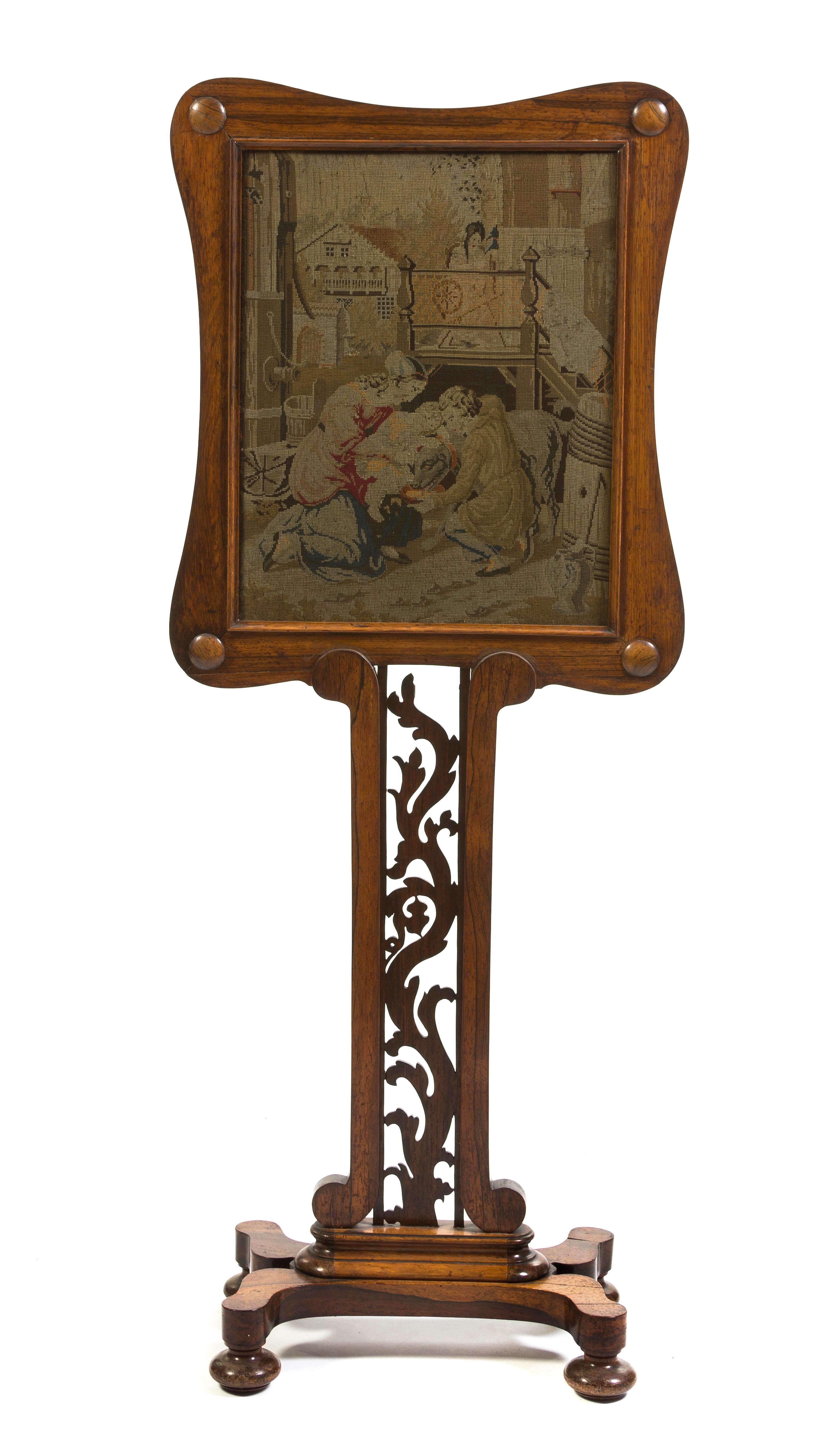 A Regency Rosewood Firescreen, Height 52 inches.