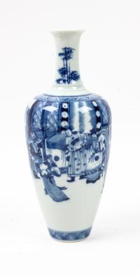 A Chinese Blue and White Porcelain Vase Height 8 3/4 inches. — 20TH CENTURY