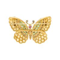 JEAN VITAU, YELLOW GOLD AND MULTIGEM BUTTERFLY BROOCH