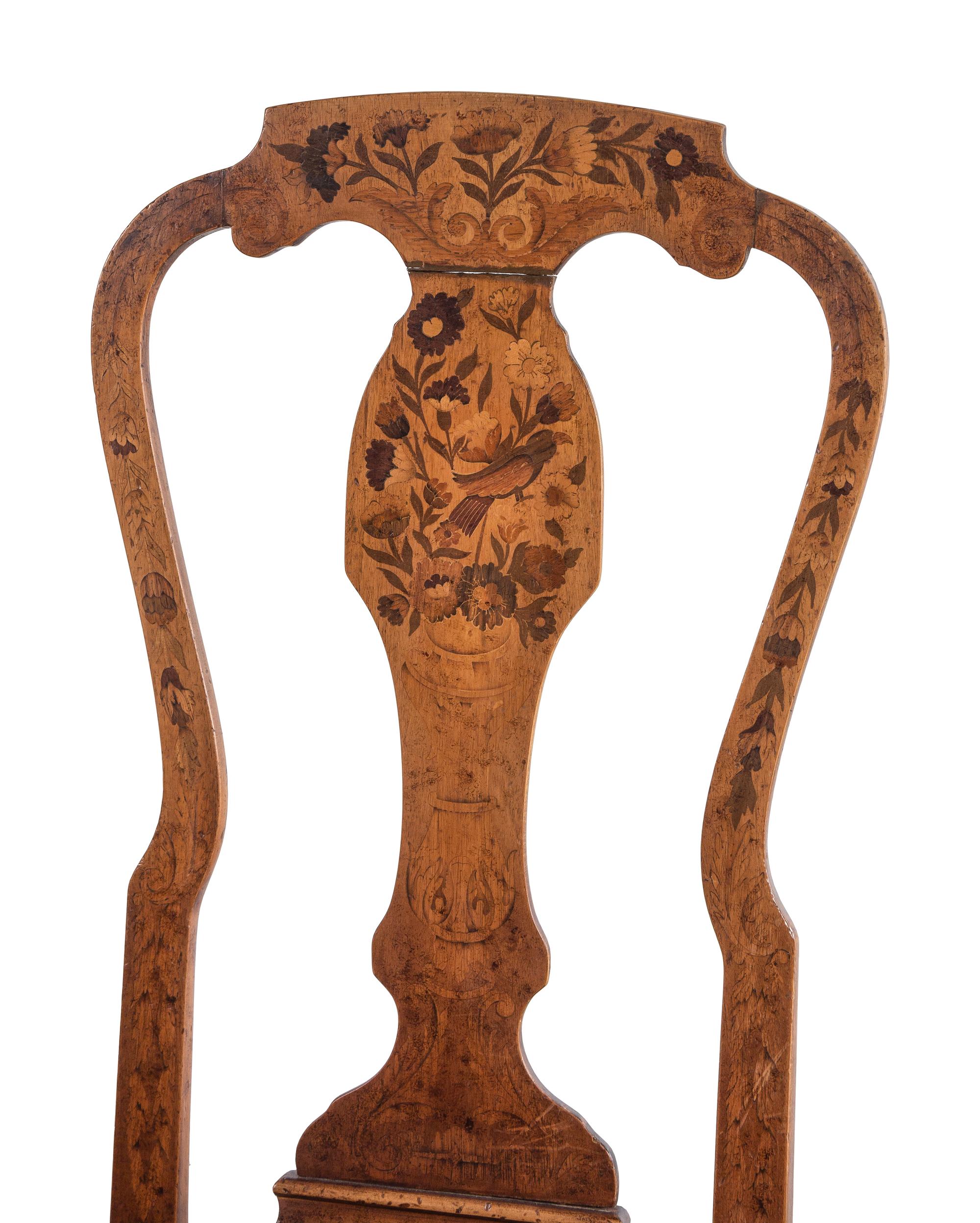 A Louis XV Style Writing Table and an Associated Dutch Marquetry Chair