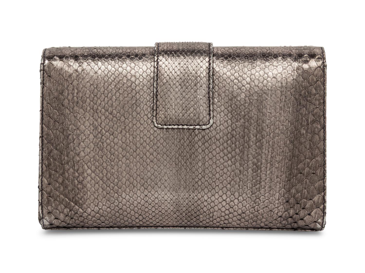 Dior, Metallic Pewter Snakeskin Clutch