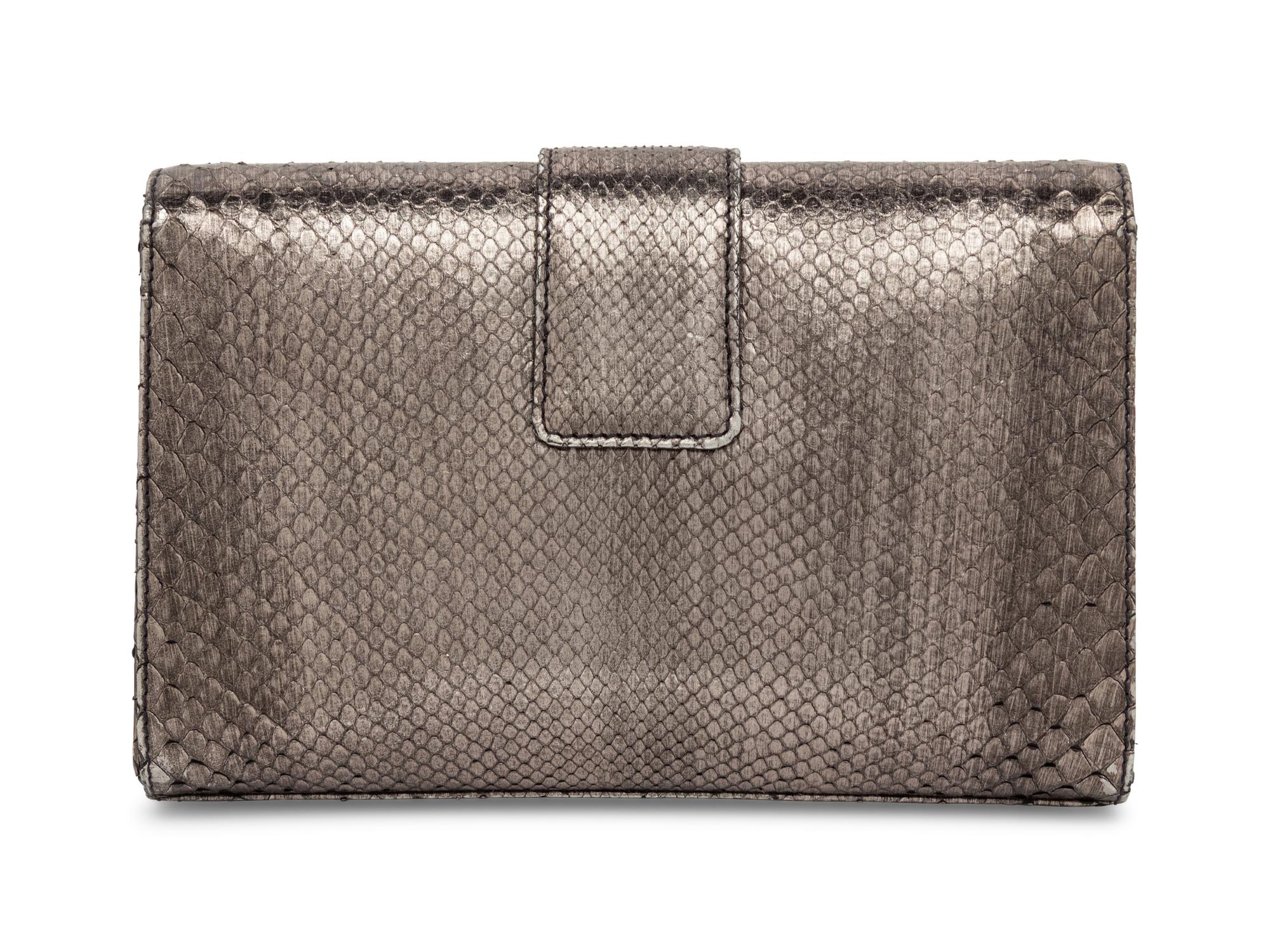 Dior, Metallic Pewter Snakeskin Clutch
