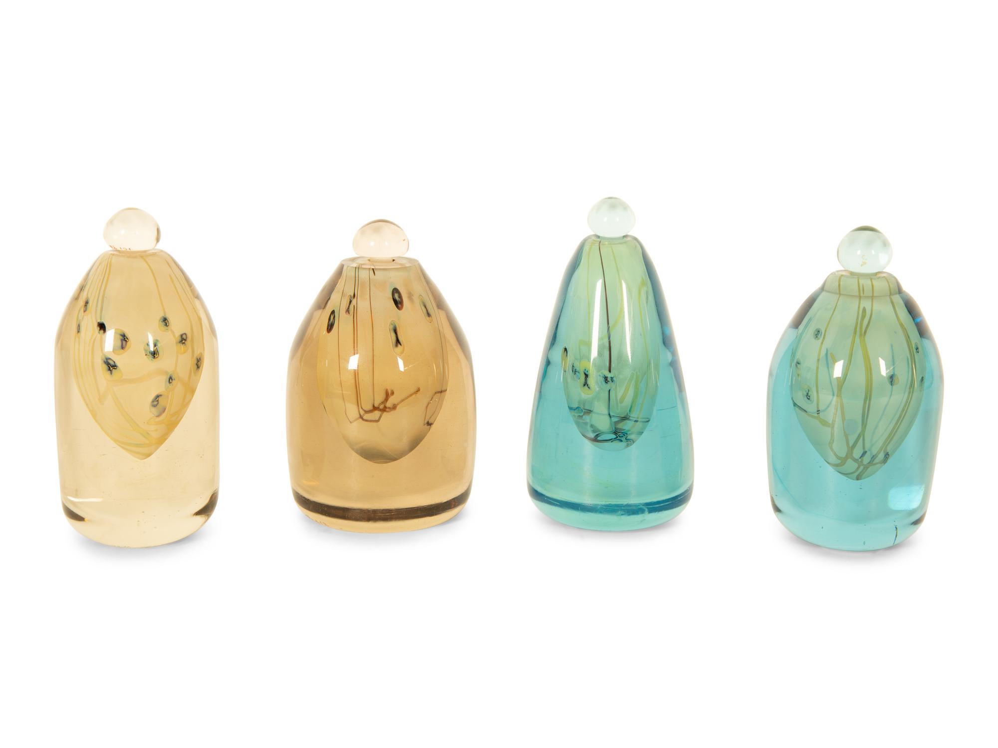 Four Studio Glass Perfume Bottles by Robert William Bartlett