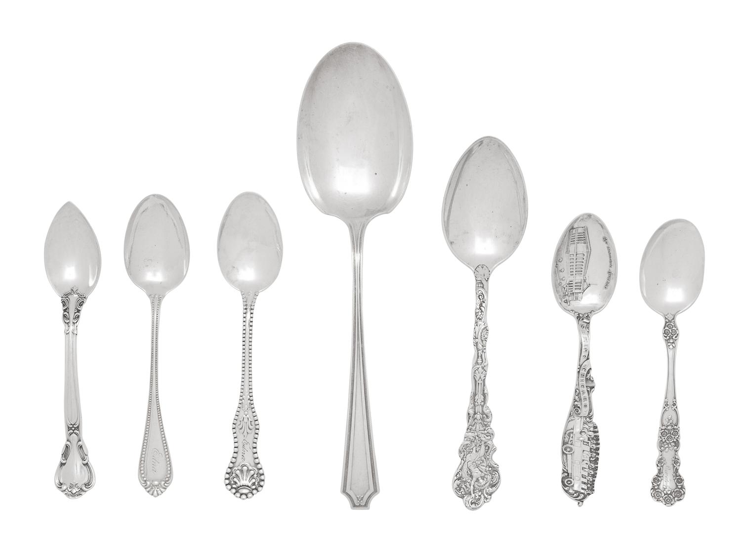 A Collection of American Silver Flatware Articles