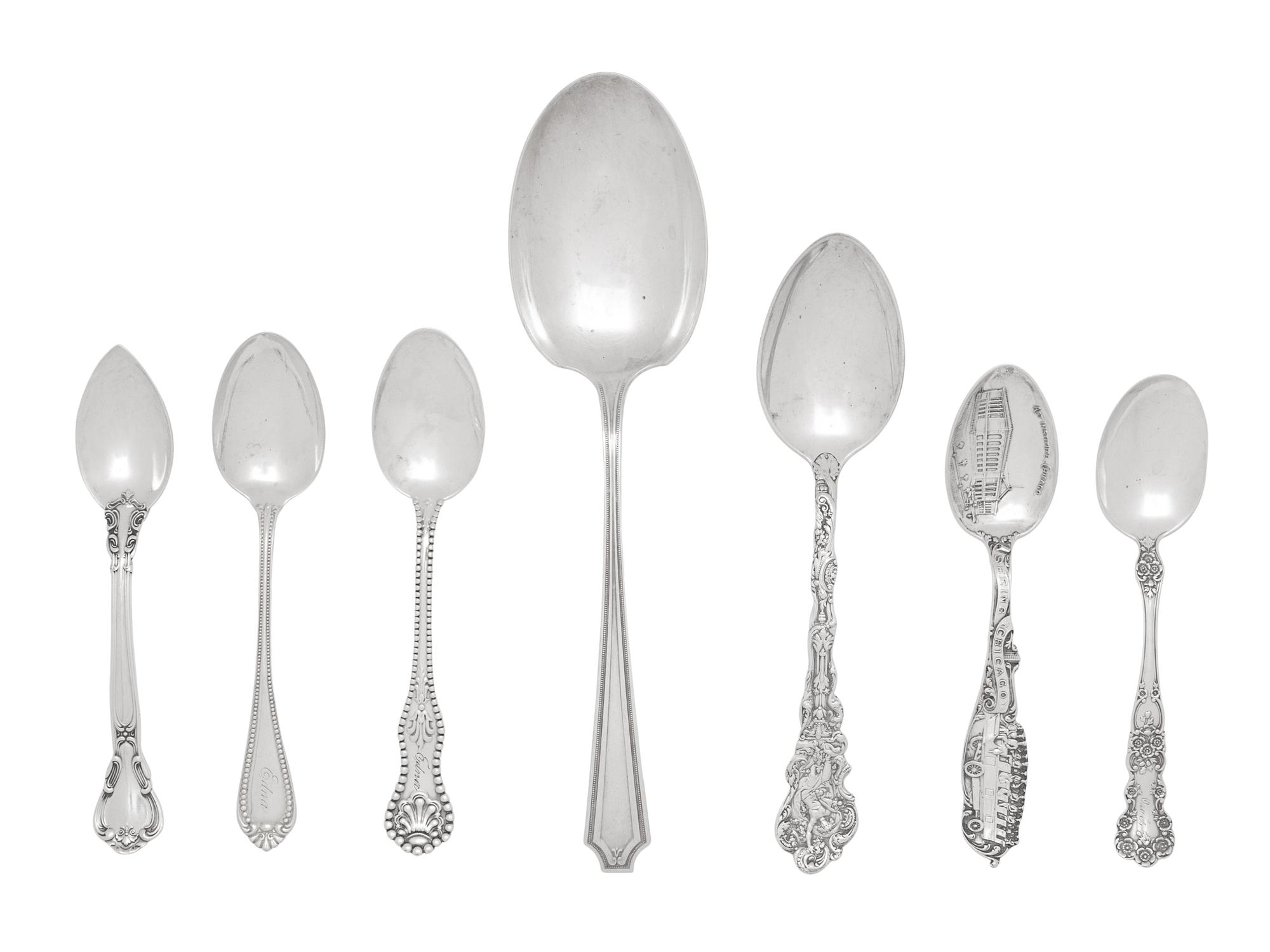A Collection of American Silver Flatware Articles