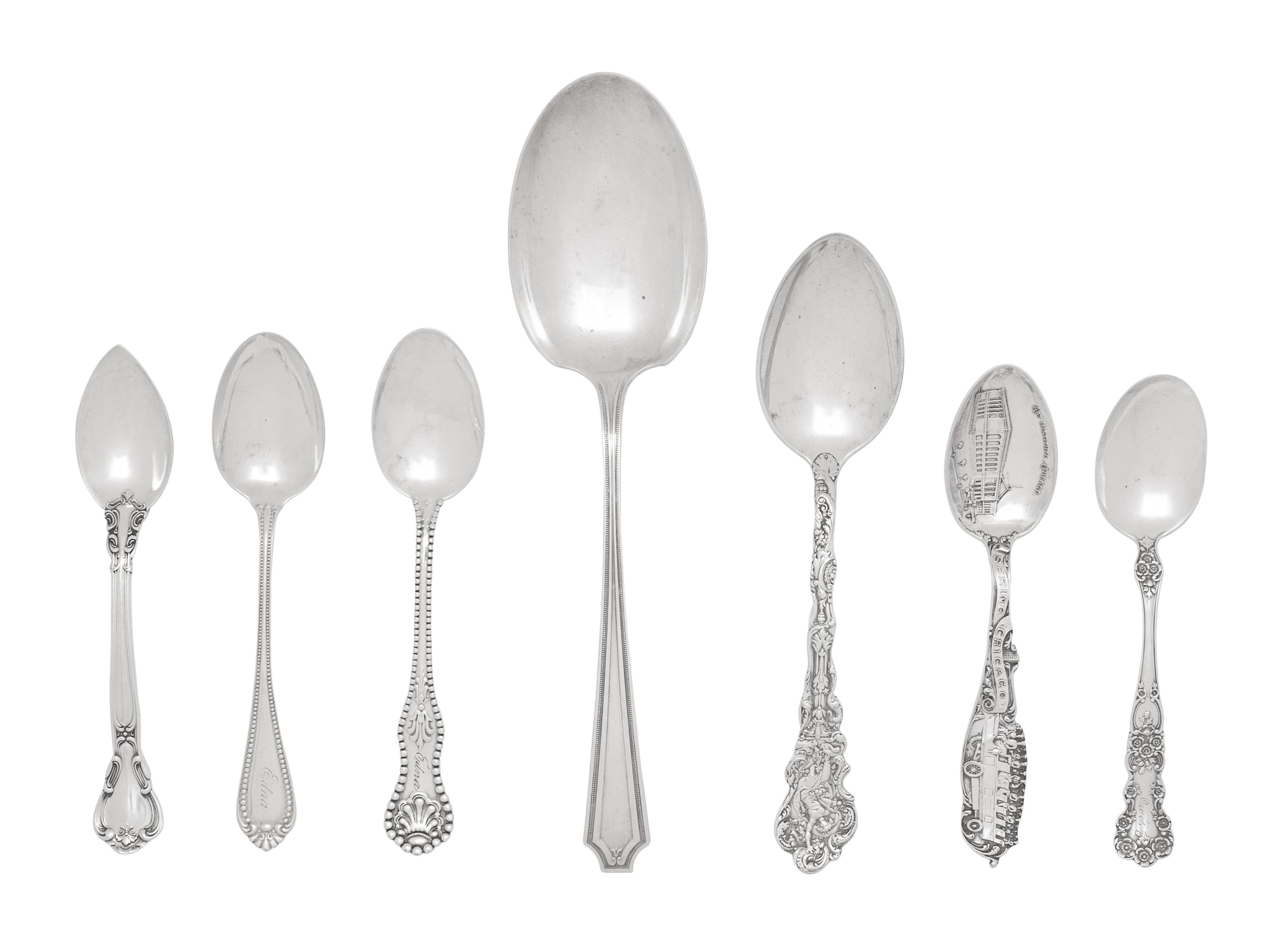 A Collection of American Silver Flatware Articles