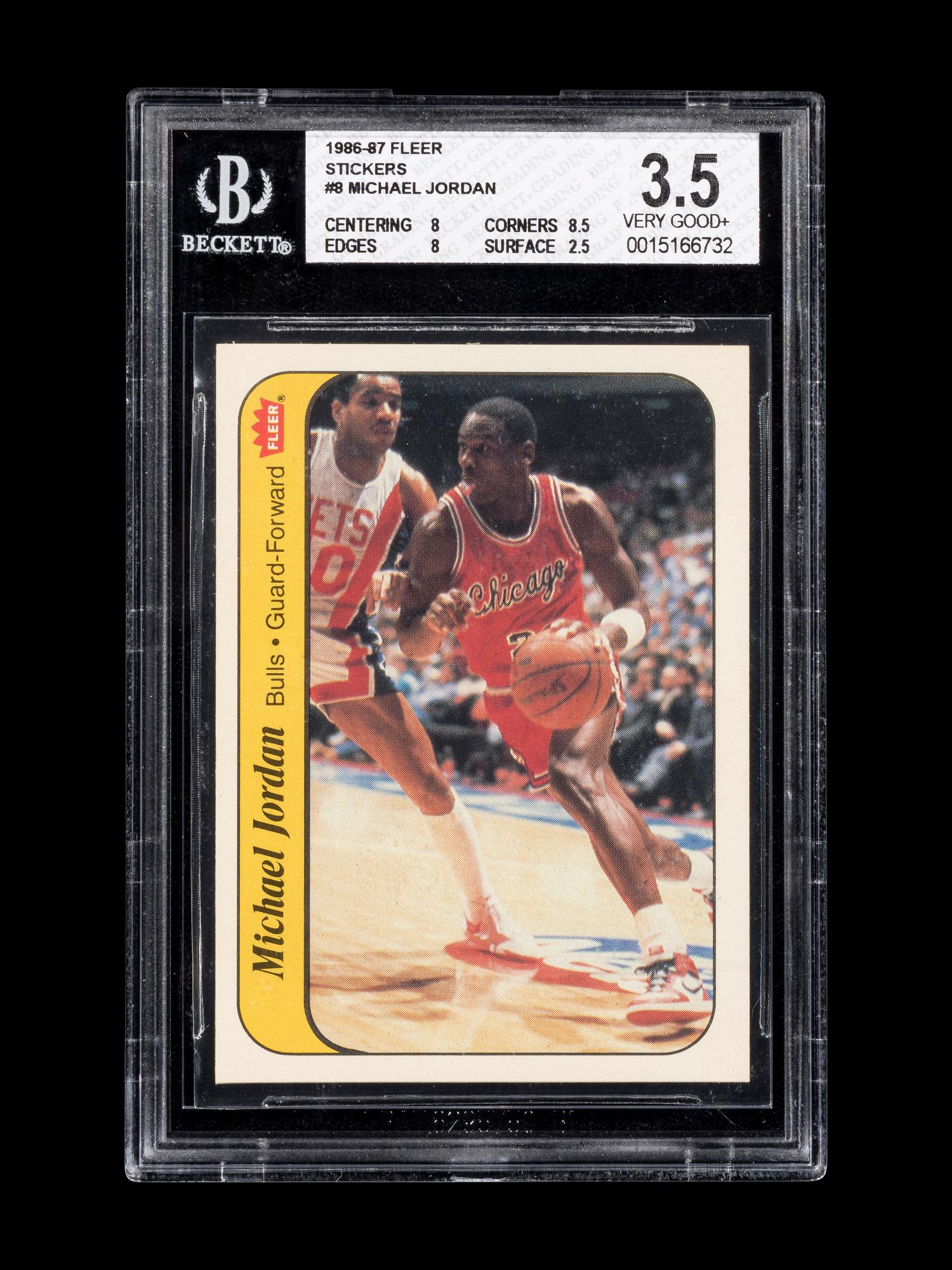 A 1986-87 Fleer Michael Jordan Rookie Basketball Sticker No. 8 (BGS 3.5 VG+)