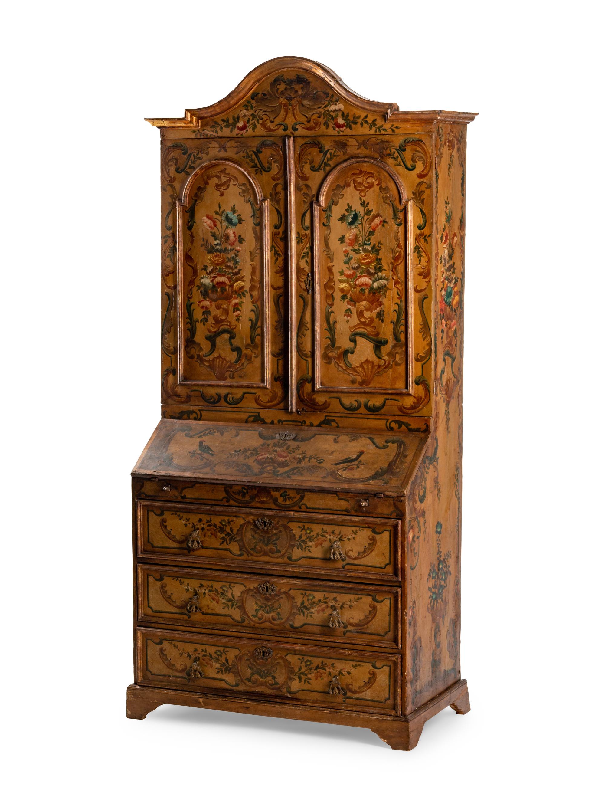 A Venetian Neoclassical Style Polychromed Secretary Bookcase — 19TH CENTURY