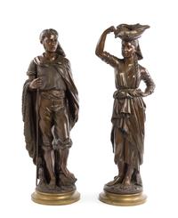 A Pair of Continental Bronze Figures Height of taller 31 1/4 inches. — 19TH/20TH CENTURY