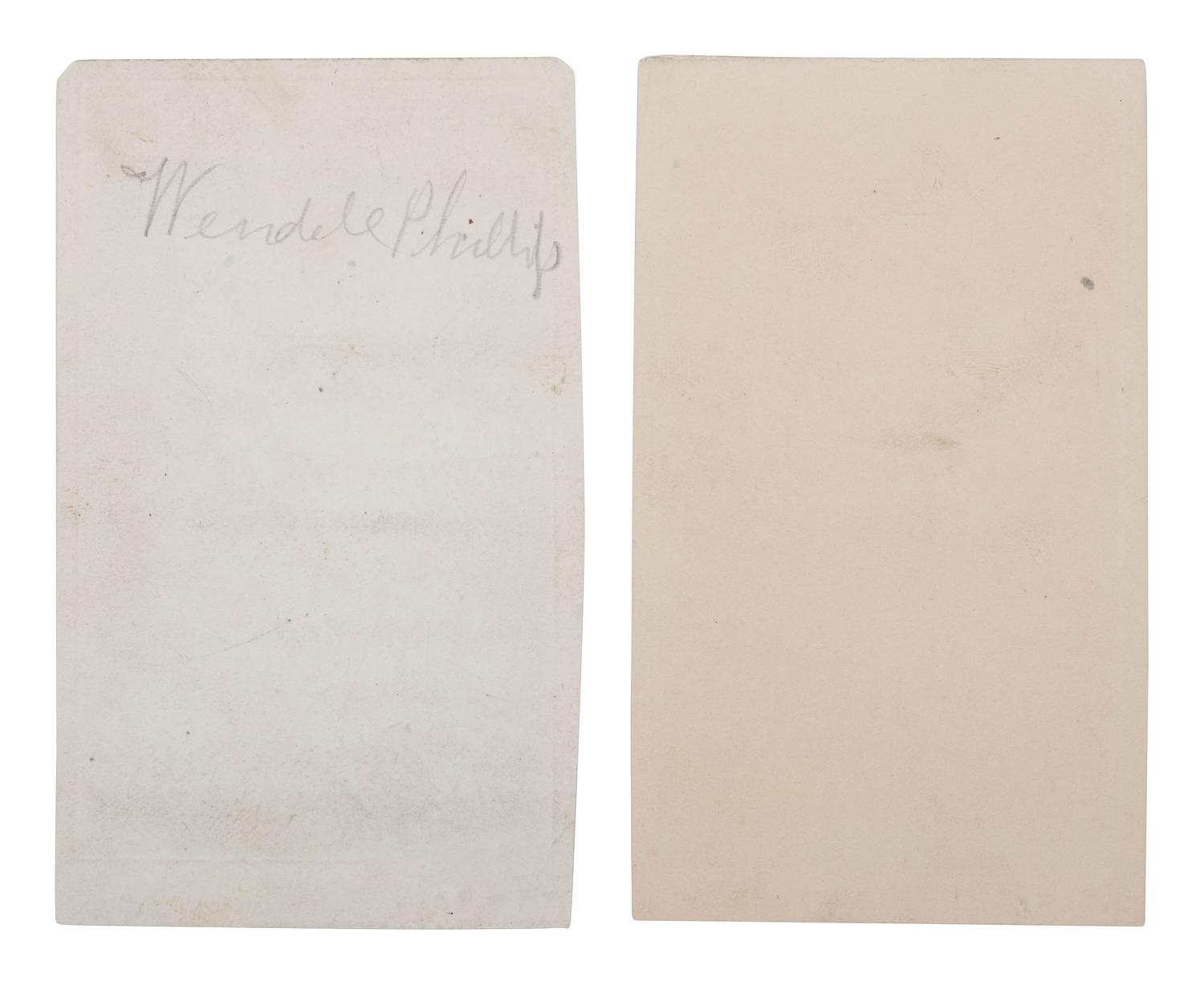 [ENSLAVEMENT & ABOLITION]. BALL, James Presley (1825-1904). A group of 2 CDVs, incl. portrait of abolitionist Wendell Phillips.
