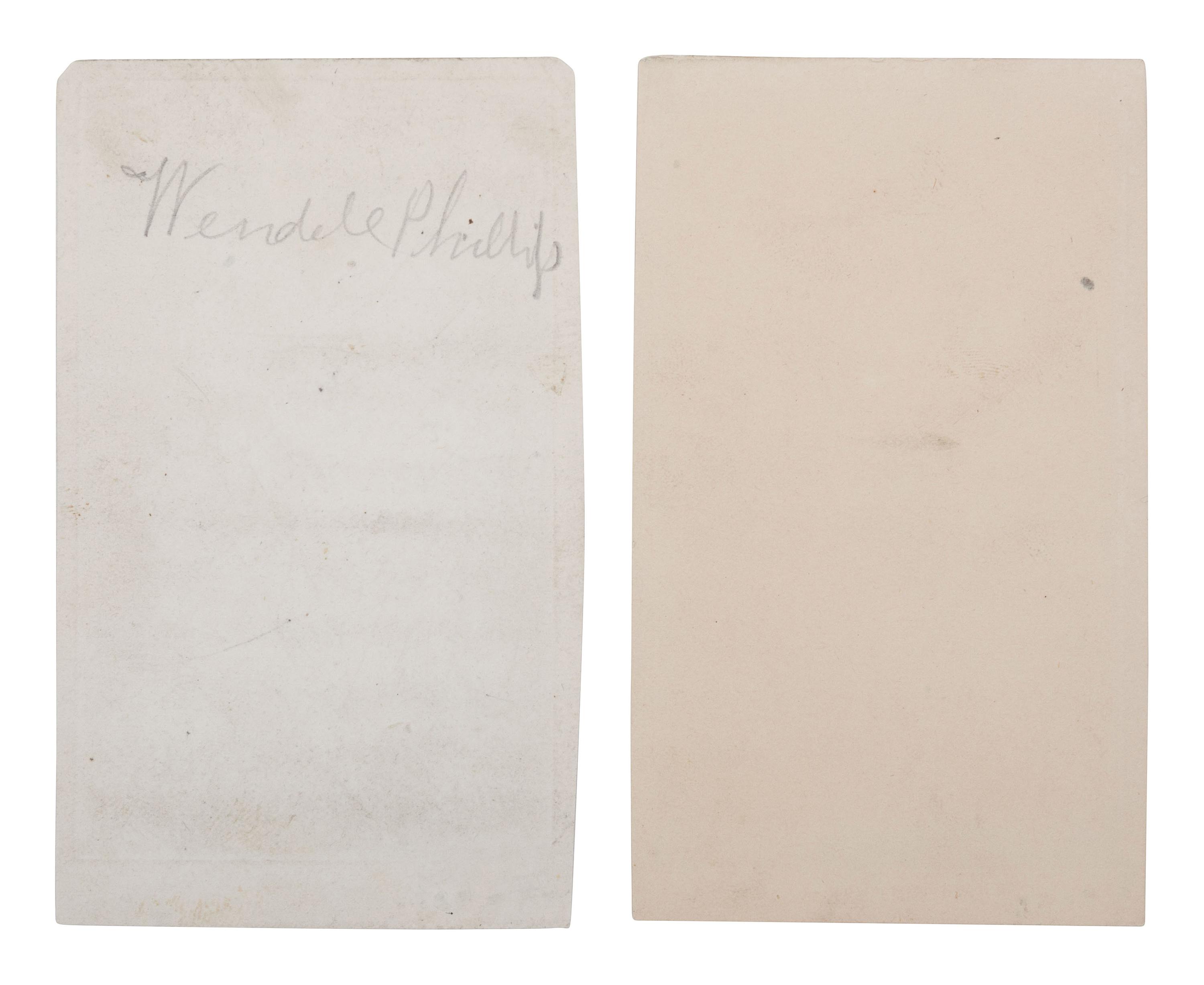 [ENSLAVEMENT & ABOLITION]. BALL, James Presley (1825-1904). A group of 2 CDVs, incl. portrait of abolitionist Wendell Phillips.